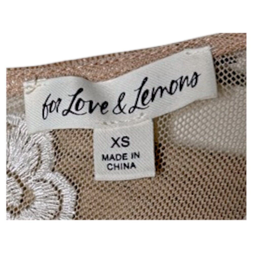 For Love & Lemons Temecula Embroidered Lace Mini Dress Nude XS - Picture 11 of 13